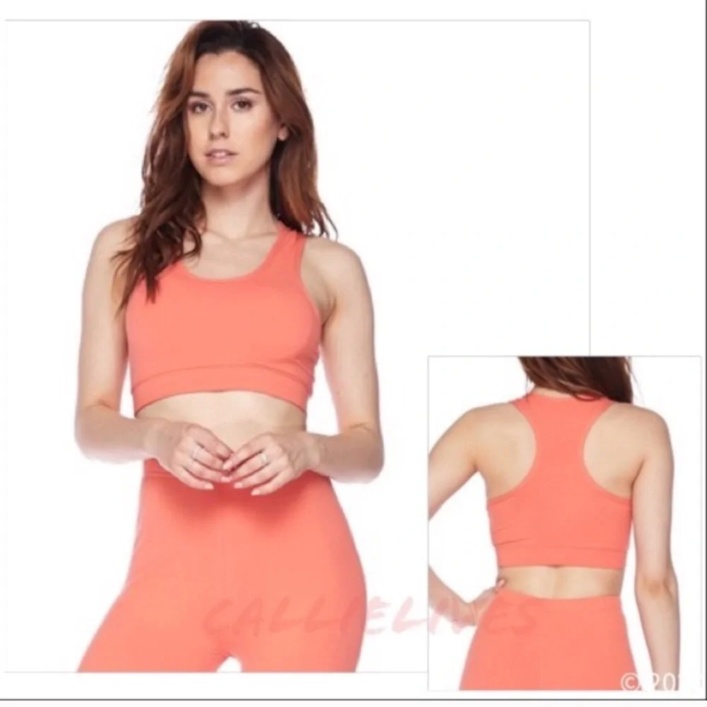 NWT Coral Orange Callie Lives Stasia Activewear Yoga Leggings & Bra - Picture 4 of 8